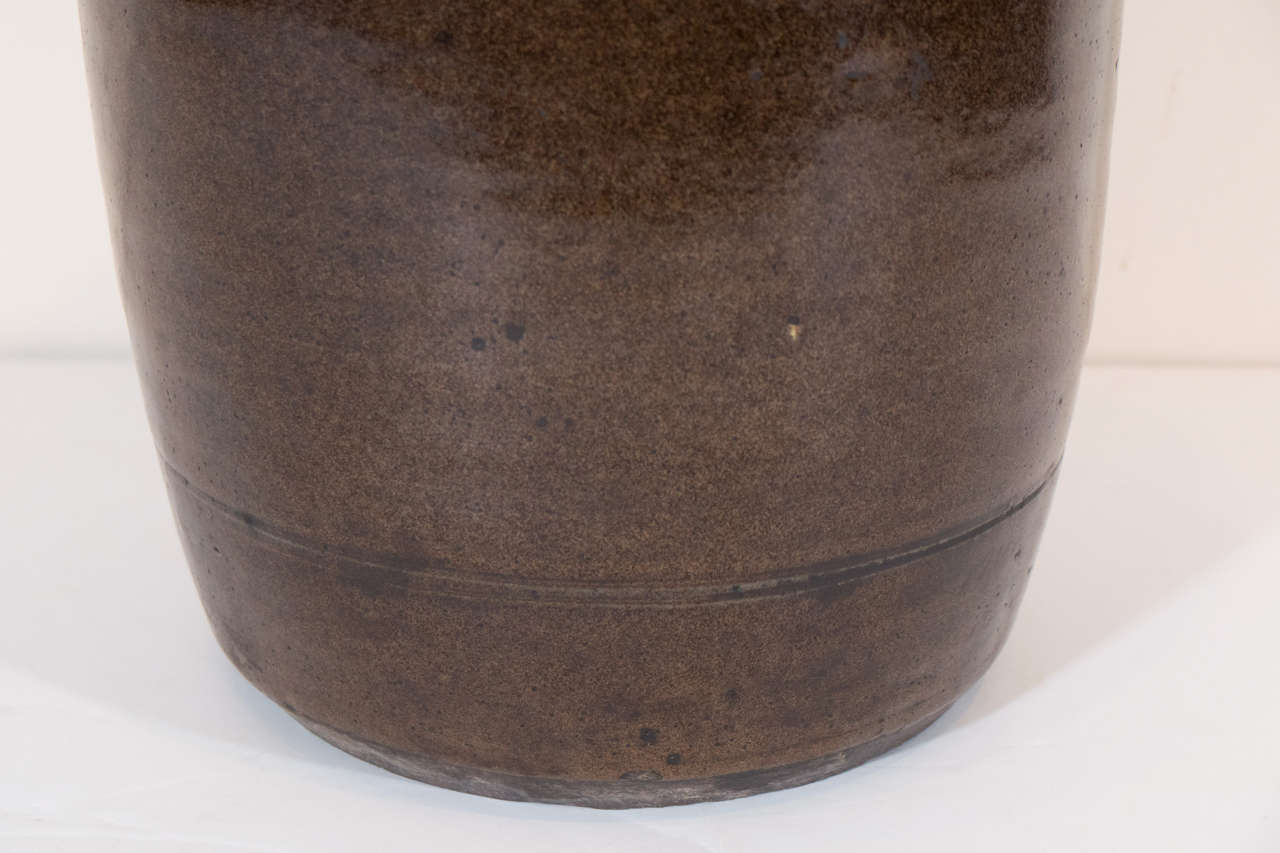 Antique Covered Ceramic Oil Jar In Good Condition In New York, NY