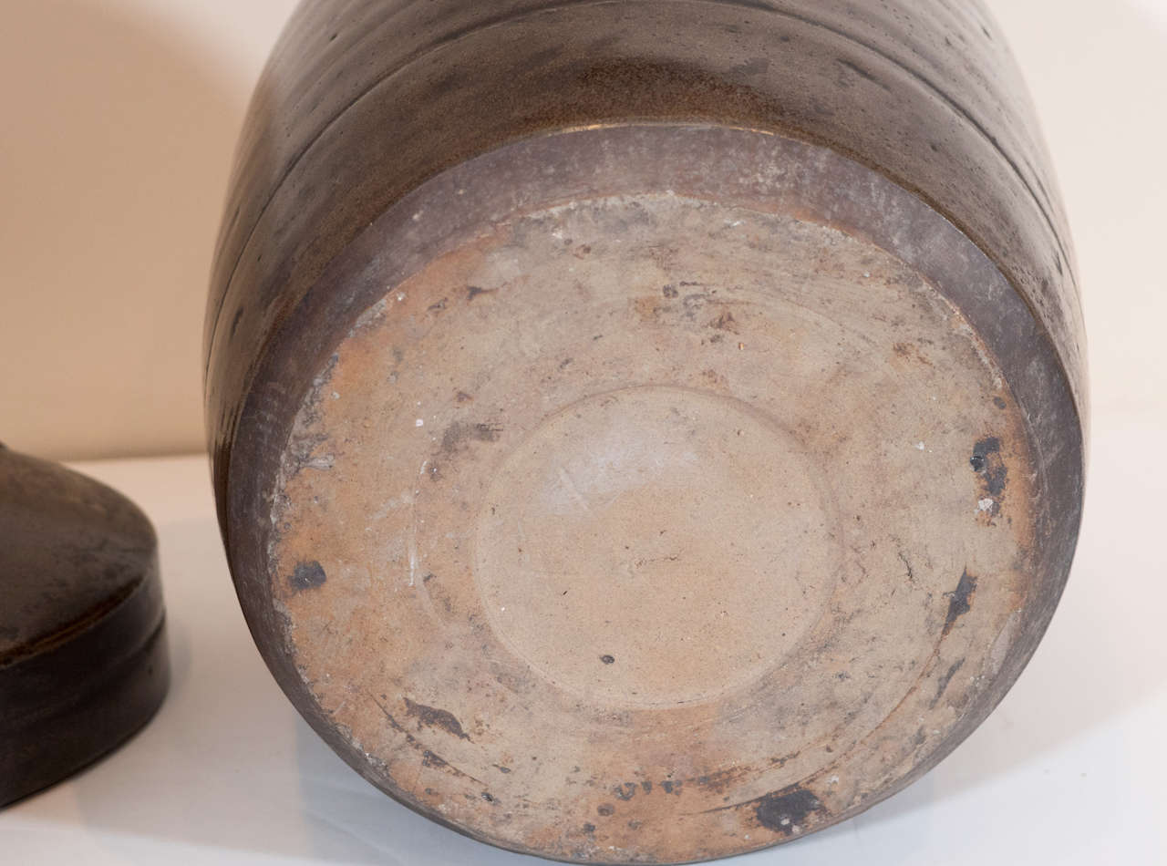Antique Covered Ceramic Oil Jar 2