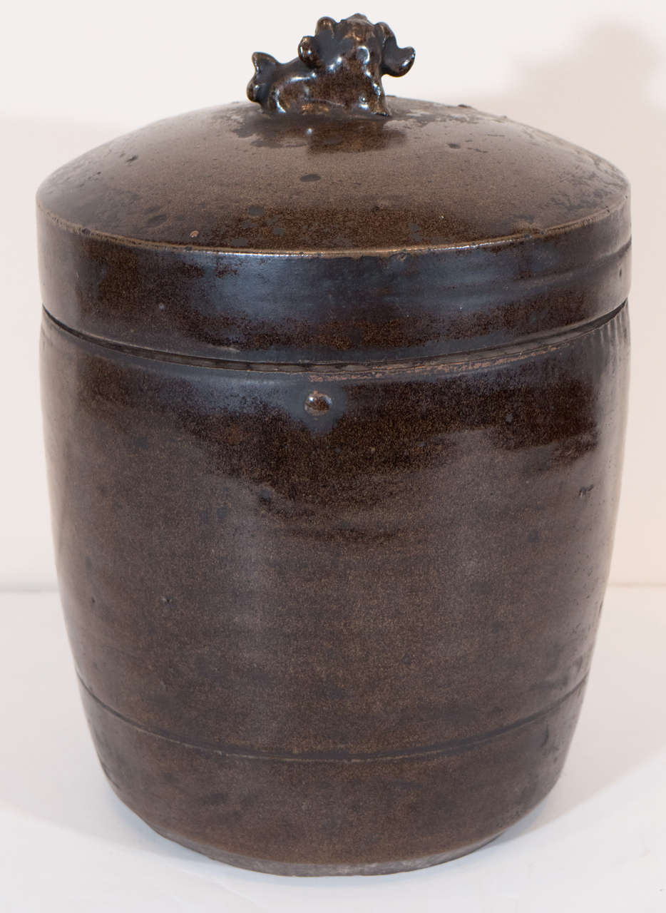 Antique Covered Ceramic Oil Jar at 1stDibs