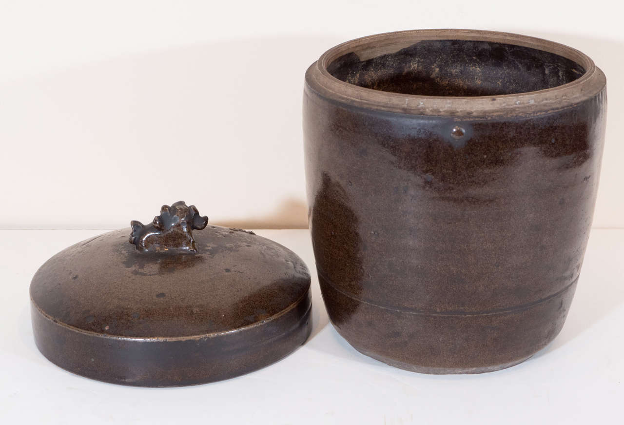 Antique Covered Ceramic Oil Jar at 1stDibs