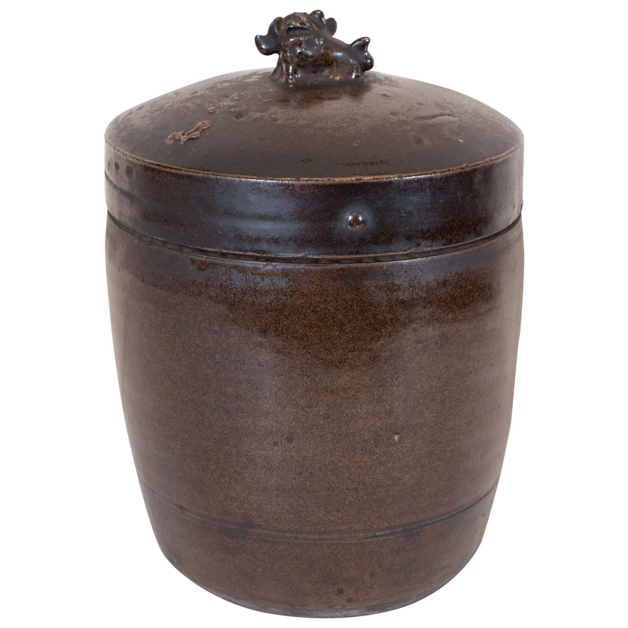 Antique Covered Ceramic Oil Jar at 1stDibs
