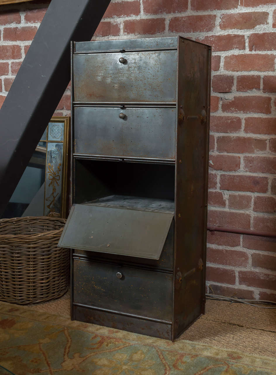 5-Compartment Metal Industrial Cabinet In Distressed Condition In San Francisco, CA