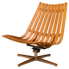 Hans Brattrud, Swivel Teak Lounge Chair