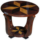 French Art Deco Exotic Walnut, Star Inlay Accent Table