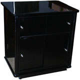 French Art Deco Black Lacquer Swivel Front Bar/Cabinet