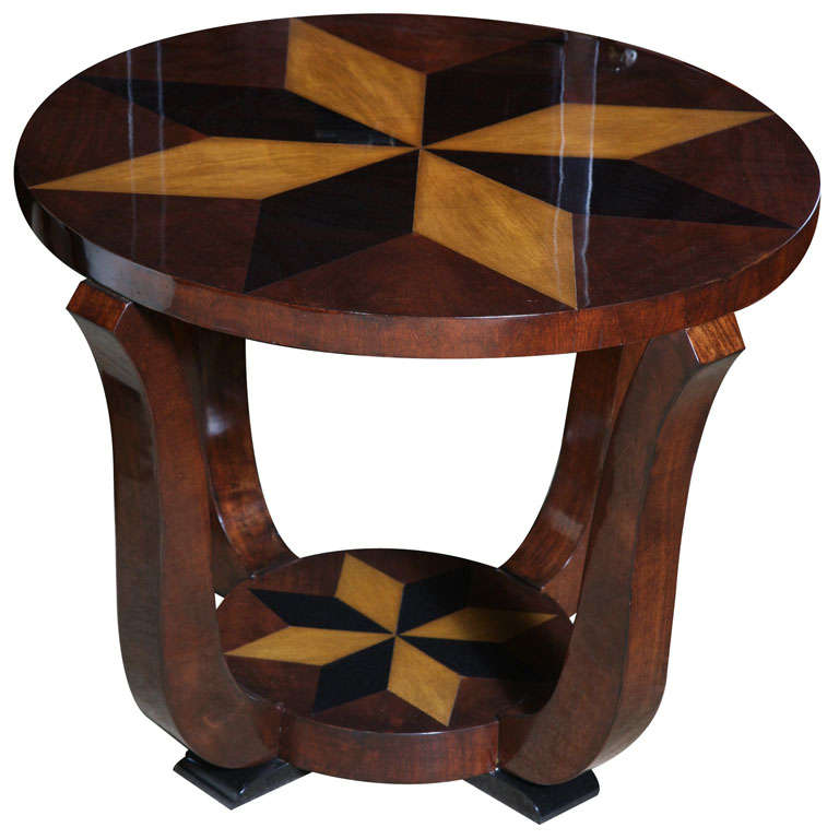 French Art Deco Exotic Walnut, Star Inlay Accent Table at 1stDibs art