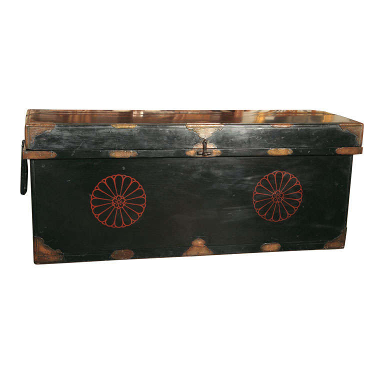 Japanese Painted Trunk For Sale