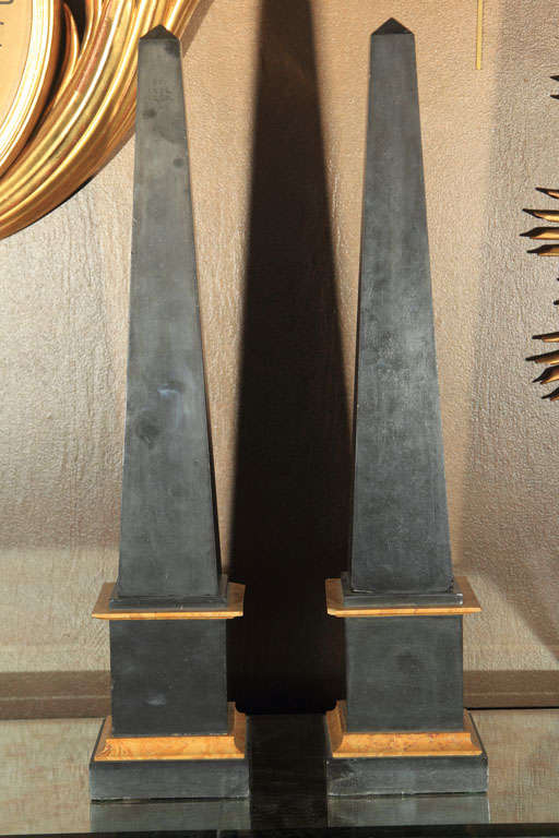 Pair of Italian Slate Obelisks