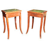 PAIR OF LEATHER SEATED STOOL