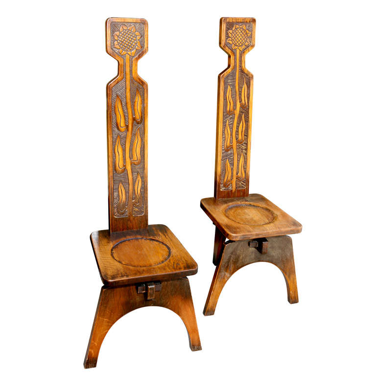 Pair of Aesthetic Movement Hall Chairs