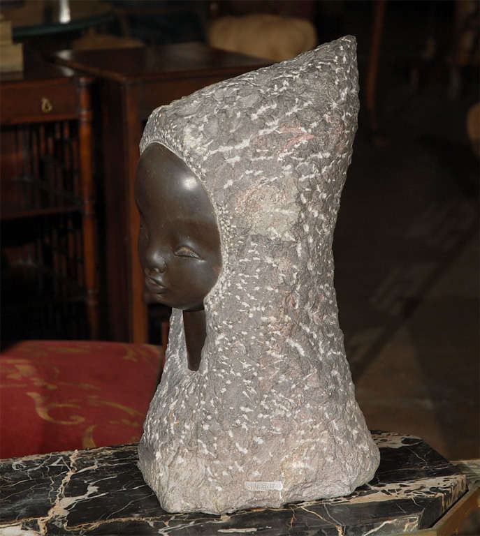 Carved Circa 1930 Belgian Marble Eskimo Sculpture For Sale