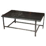 Early 20th Century Asymmetrical Table with Carved Slate Top