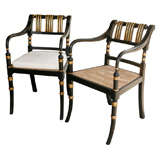 Pair Black and Gold Chairs