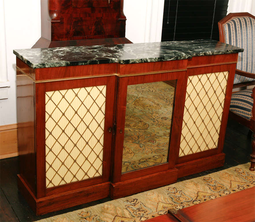 Rosewood Marble Top Console Cabinet