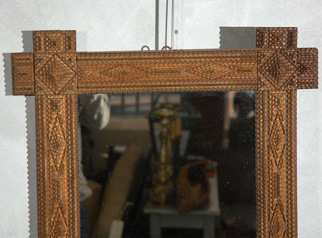 Tramp Art Frame with Mirror