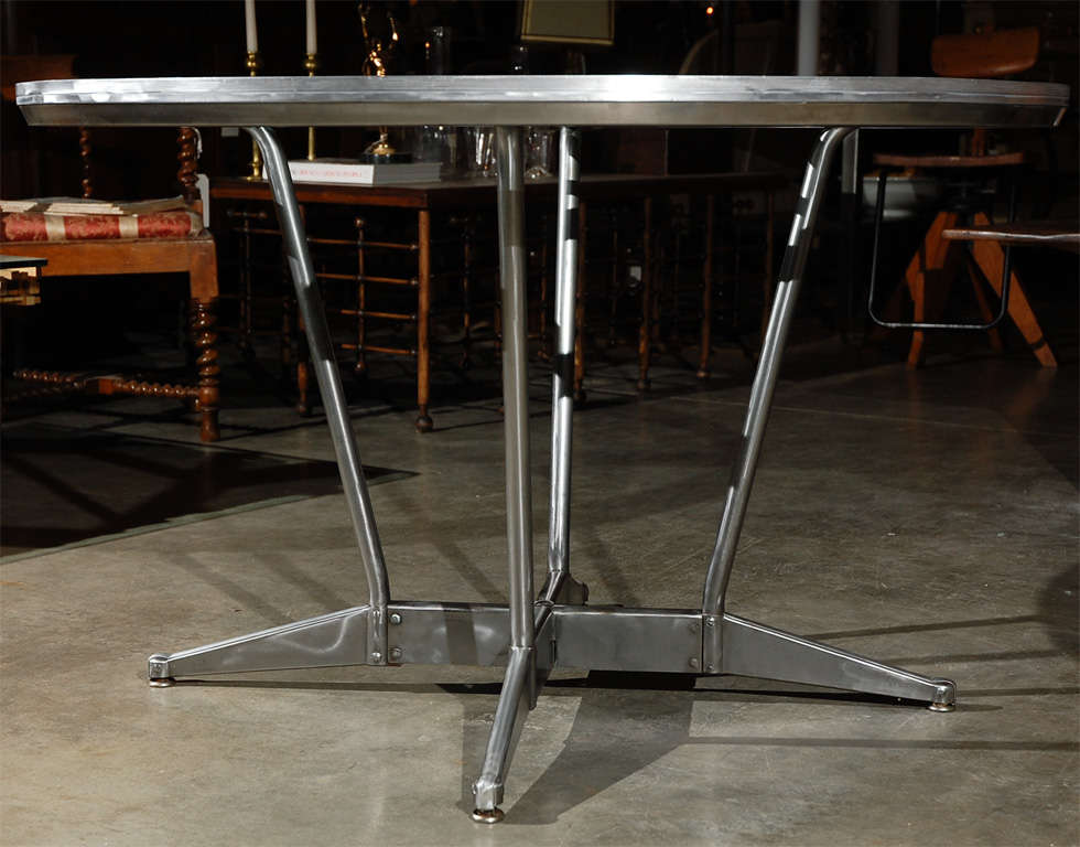 Mid-20th Century Metal Table with Glass Top For Sale