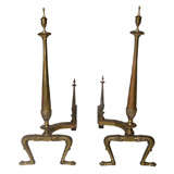 Pair of Andirons In Brass