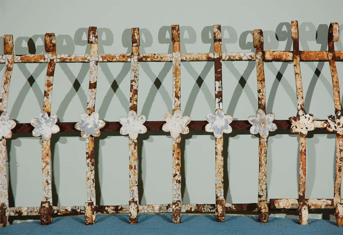 19th Century Wrought Iron Painted  French Balcony
