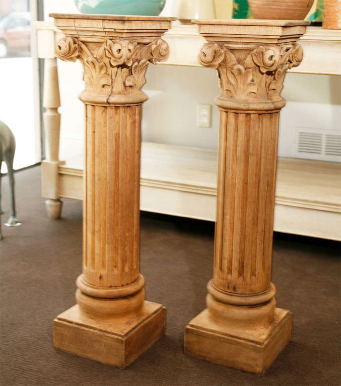 Pair of French Natural Wood Columns For Sale at 1stdibs