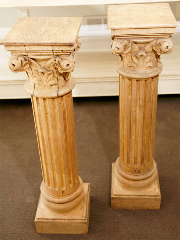 Pair of French Natural Wood Columns For Sale at 1stdibs