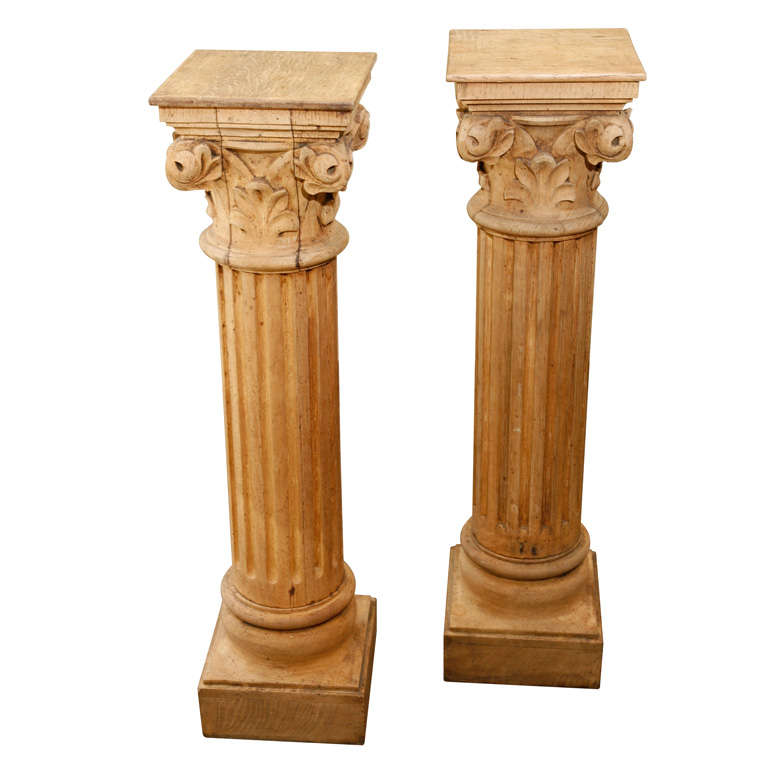 Pair of French Natural Wood Columns For Sale at 1stdibs