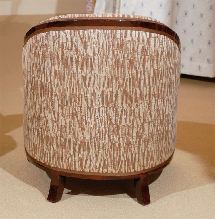 Walnut Art Deco Upholstered Armchair 