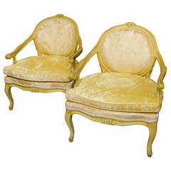 Vintage Yellow Louis XVI Chairs