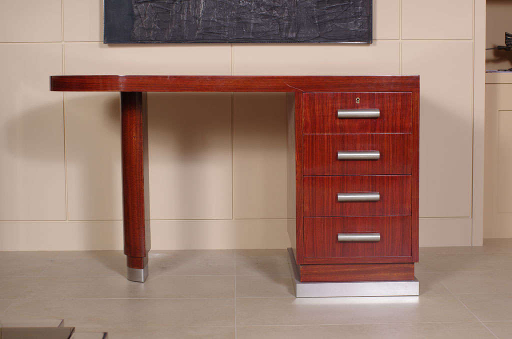 Deco Desk in Rosewood in the style of Jacques Adnet