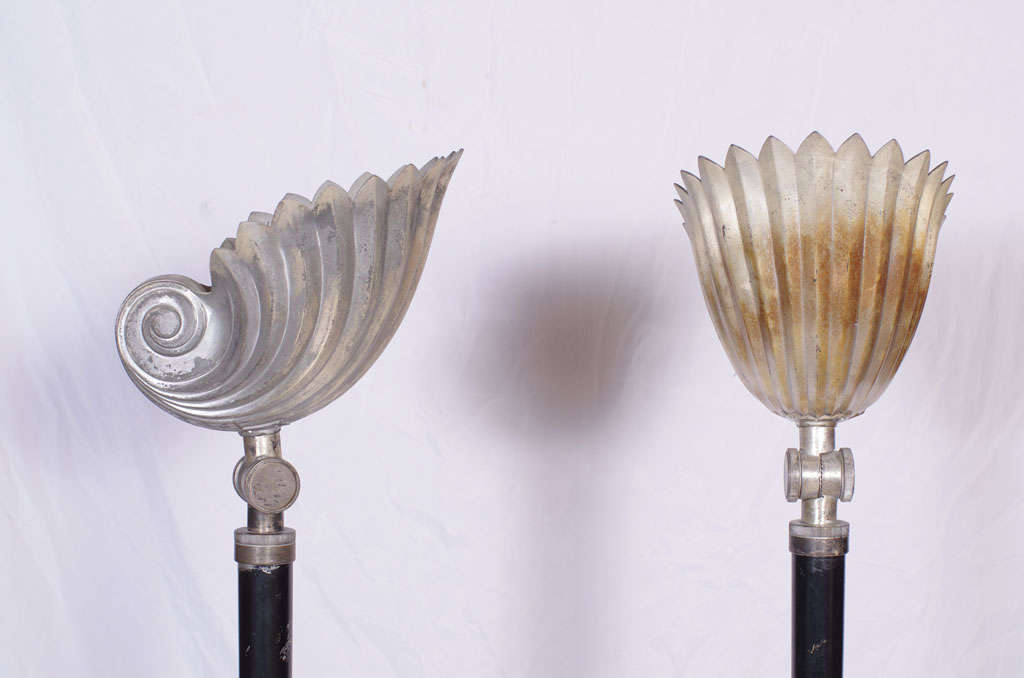 20th Century Pair of Standard Lamps with Shell Up Lights For Sale