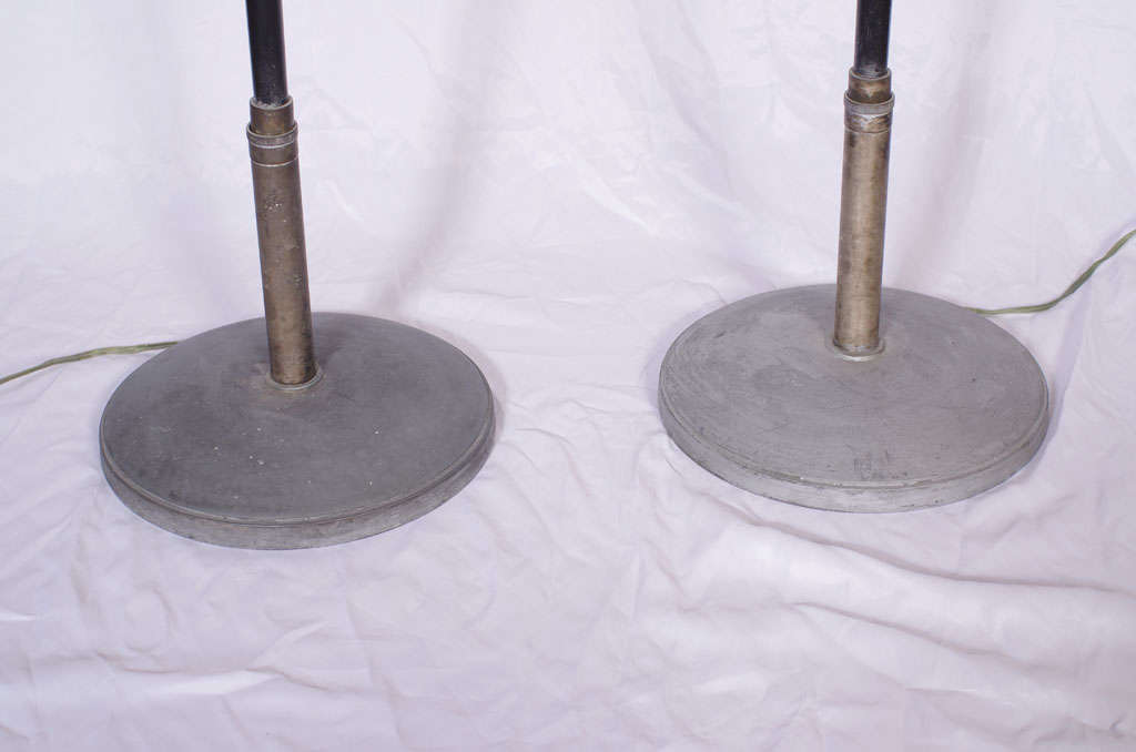 Metal Pair of Standard Lamps with Shell Up Lights For Sale
