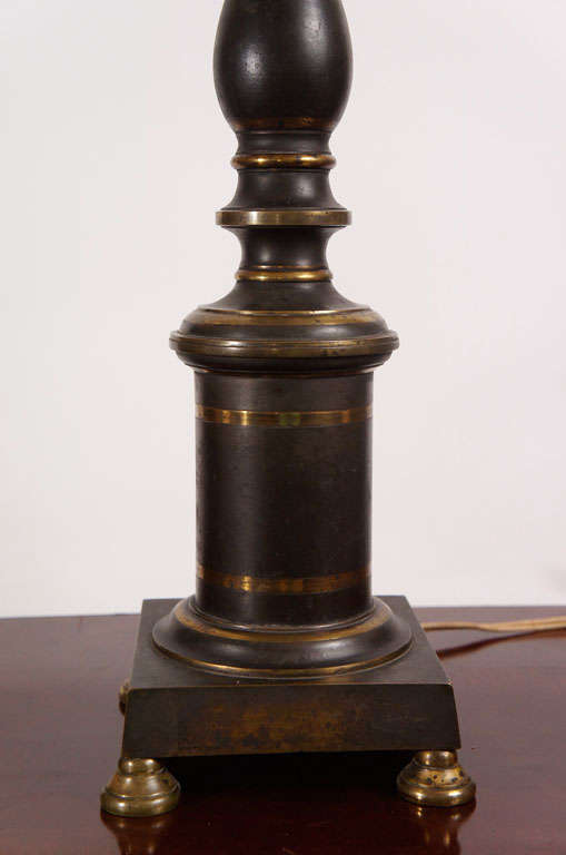 A Period Bronze Astral Oil Lamp with Cut Glass Shade 1