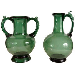 Four Vintage Large, Heavy Handblown Glass Vases