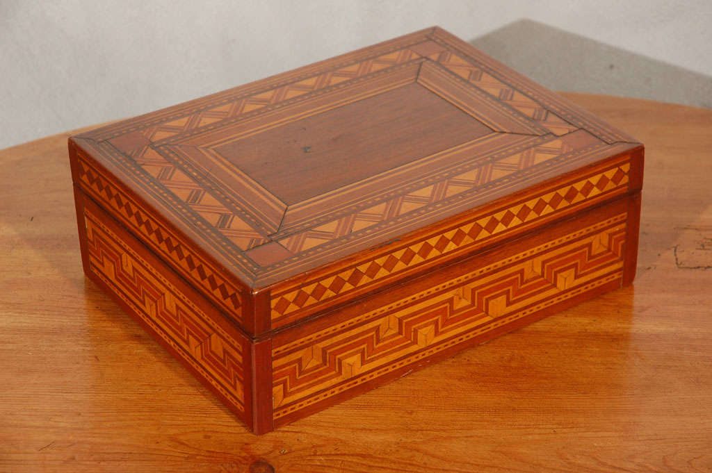 American Antique Parquetry Keepsake Box with Lid