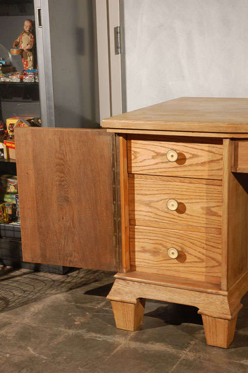 Oak Vintage Two Pedestal Desk For Sale