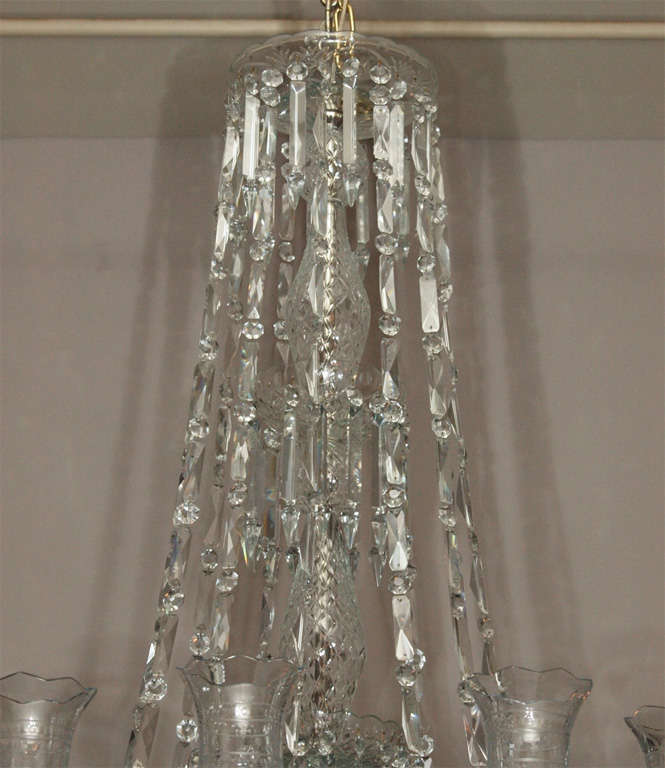 French Antique Lead Crystal Old New Orleans Chandelier