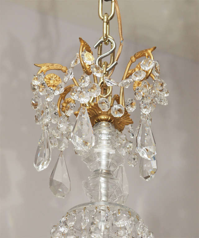 Lovely pair of crystal and bronze d'ore chandeliers