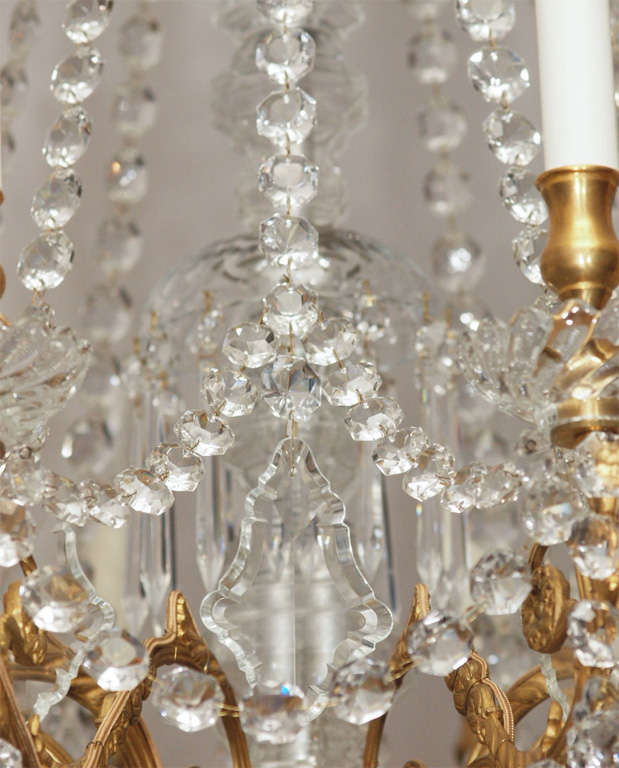 Pair Signed Baccarat Crystal and Bronze D'ore Chandeliere In Excellent Condition In New Orleans, LA