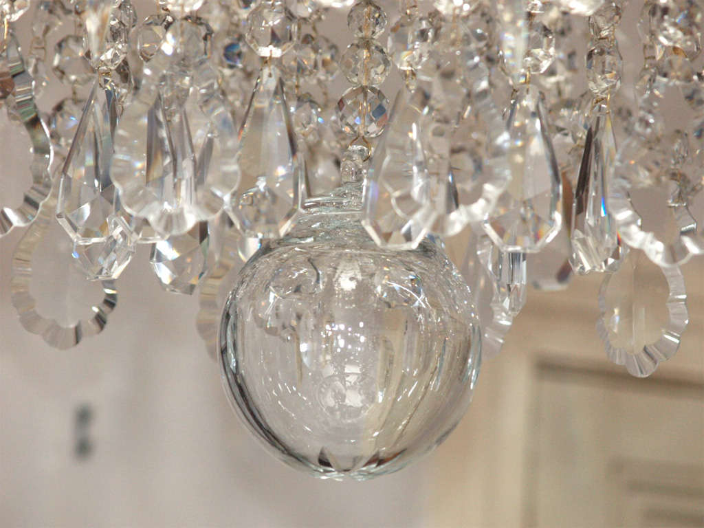 20th Century Pair Signed Baccarat Crystal and Bronze D'ore Chandeliere