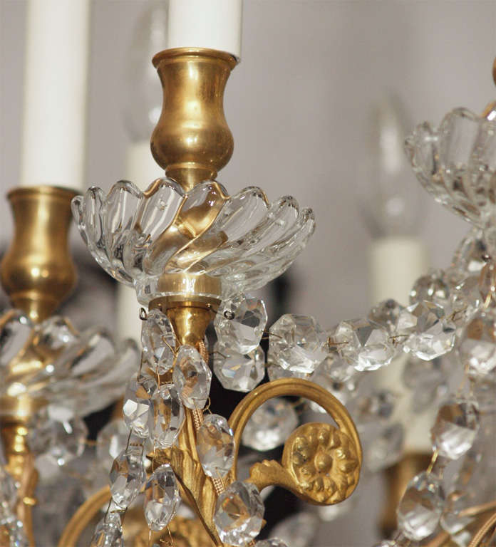 Pair Signed Baccarat Crystal and Bronze D'ore Chandeliere 2