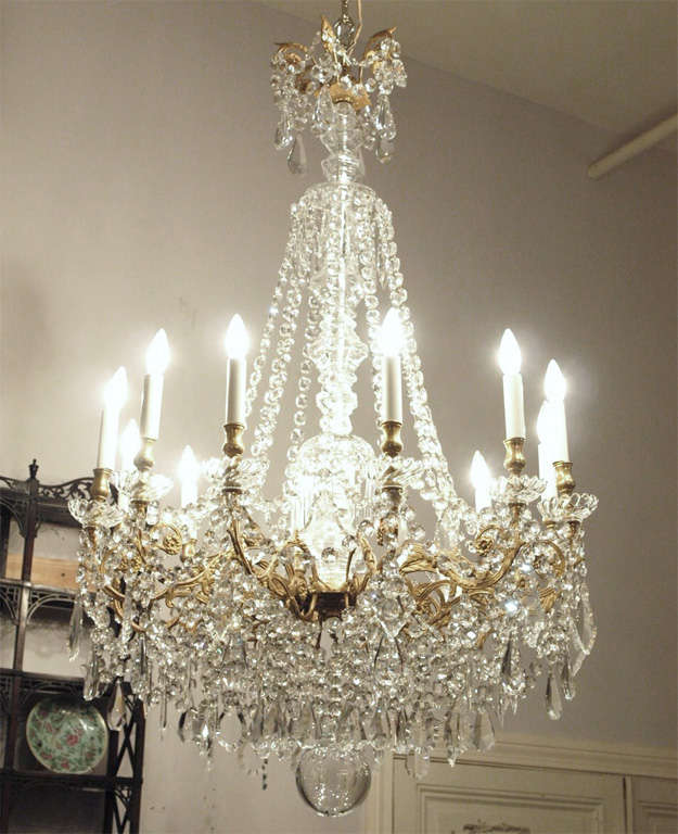 Pair Signed Baccarat Crystal and Bronze D'ore Chandeliere 4