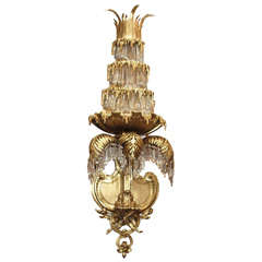Antique French "Waterfall" Bronze and Crystal Light