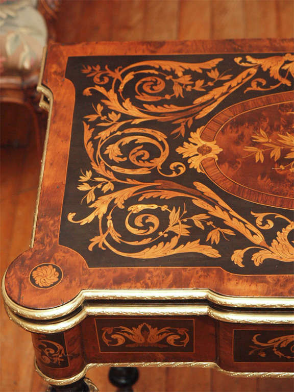 Ebony Antique French Napoleon III  Console  Game Table
