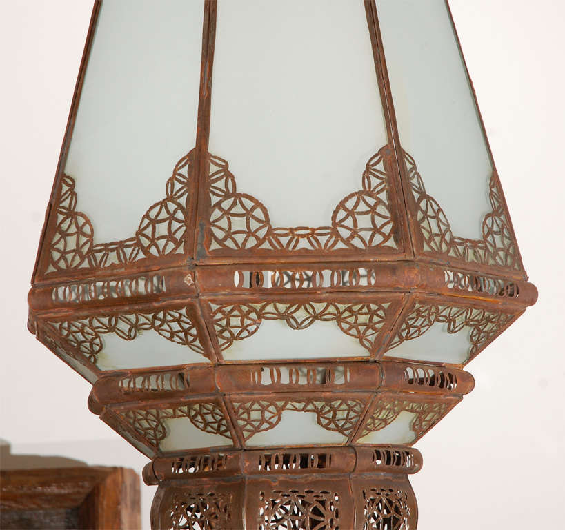 Moorish Pair of Moroccan Vintage Glass Light Fixtures