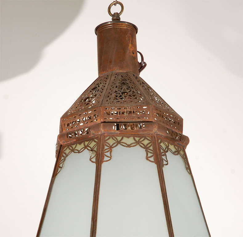 Hand-Crafted Pair of Moroccan Vintage Glass Light Fixtures