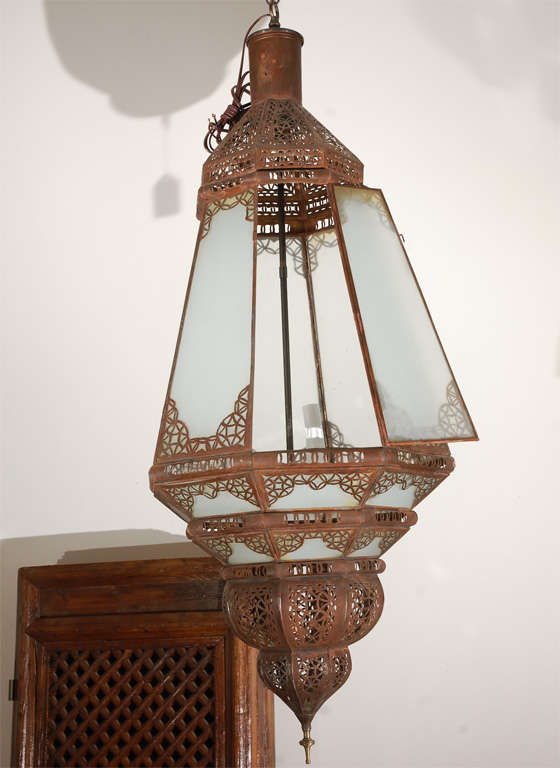 20th Century Pair of Moroccan Vintage Glass Light Fixtures