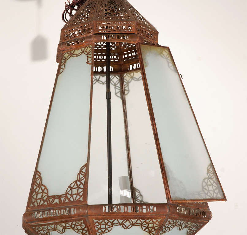 Pair of Moroccan Vintage Glass Light Fixtures 1