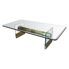 Pace Collection Coffee Table Polished Brass and  Glass Top
