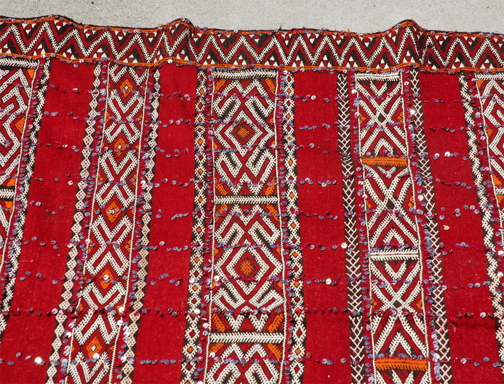 Folk Art Moroccan Tribal Wedding Rug with Sequins North Africa For Sale