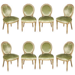 Antique Set of 8 French Dining or Side Chairs