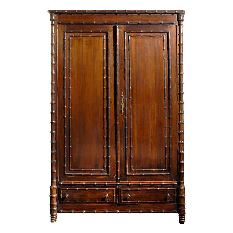 French faux Bamboo Armoire at 1stDibs